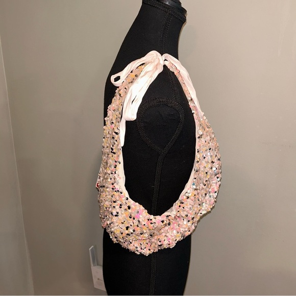 Free People Pink Sequin Crop Top - Picture 3 of 6